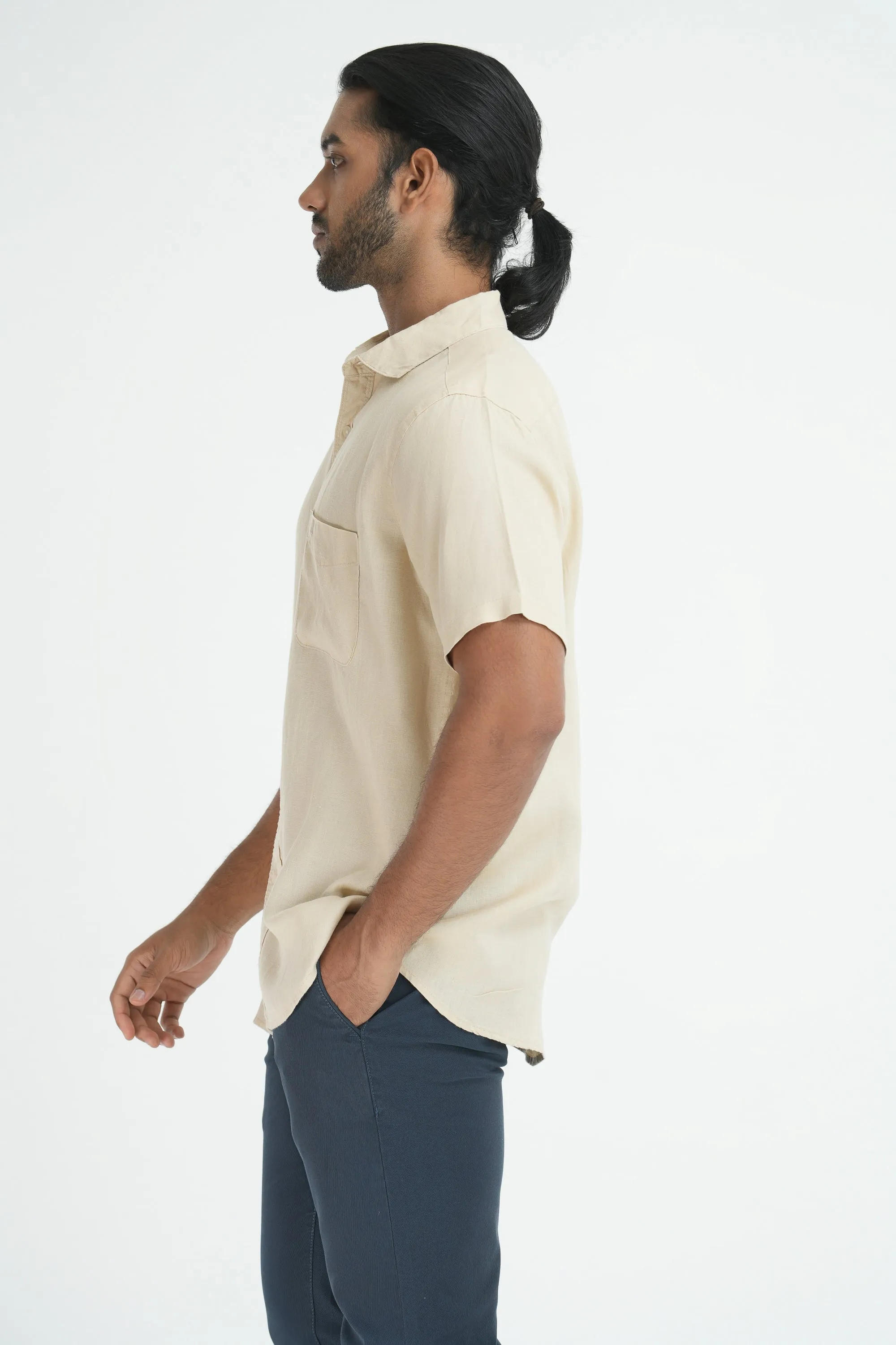 100% Hemp Shirt -  Beige