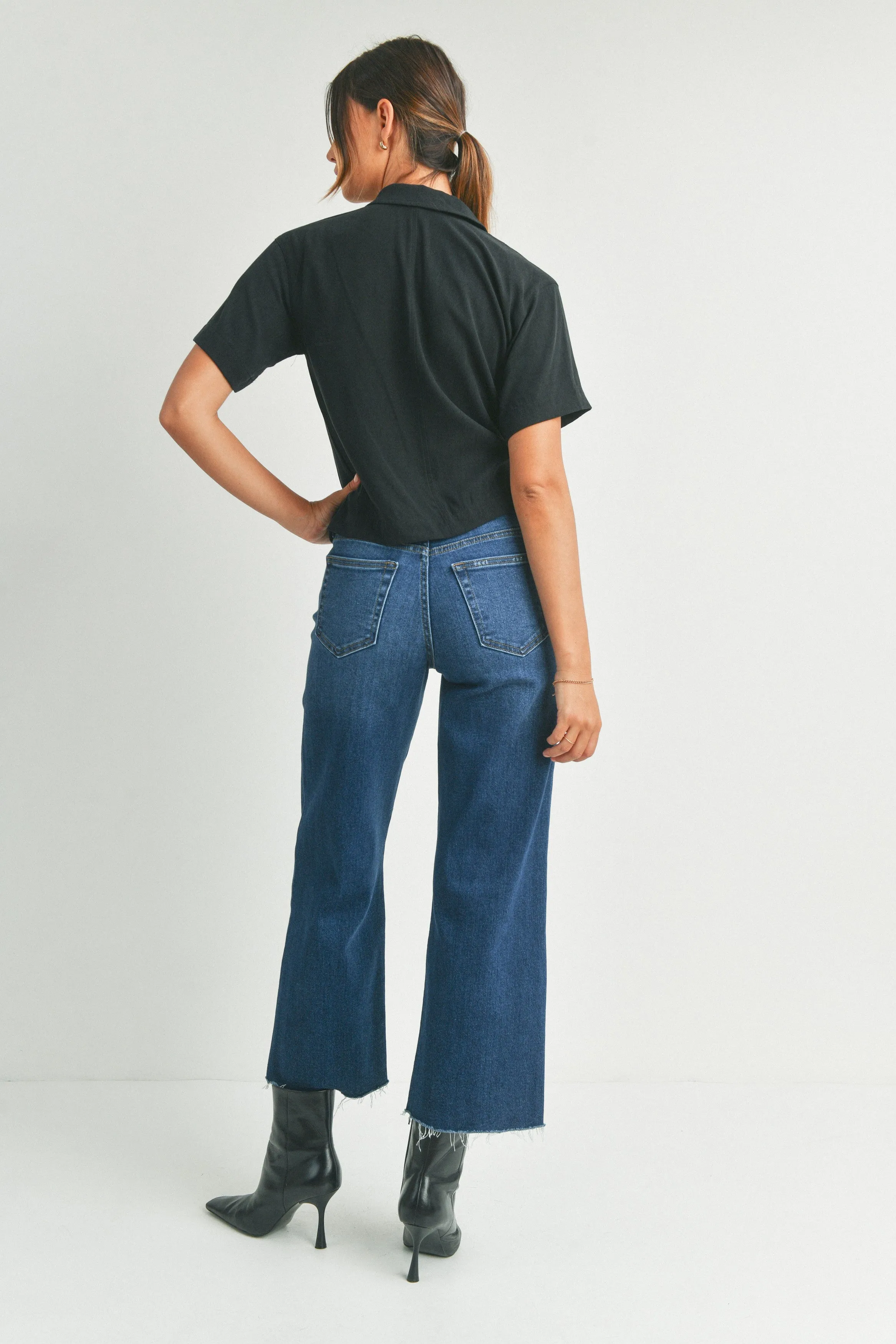 Abby Slim Wide Leg - Dark Denim