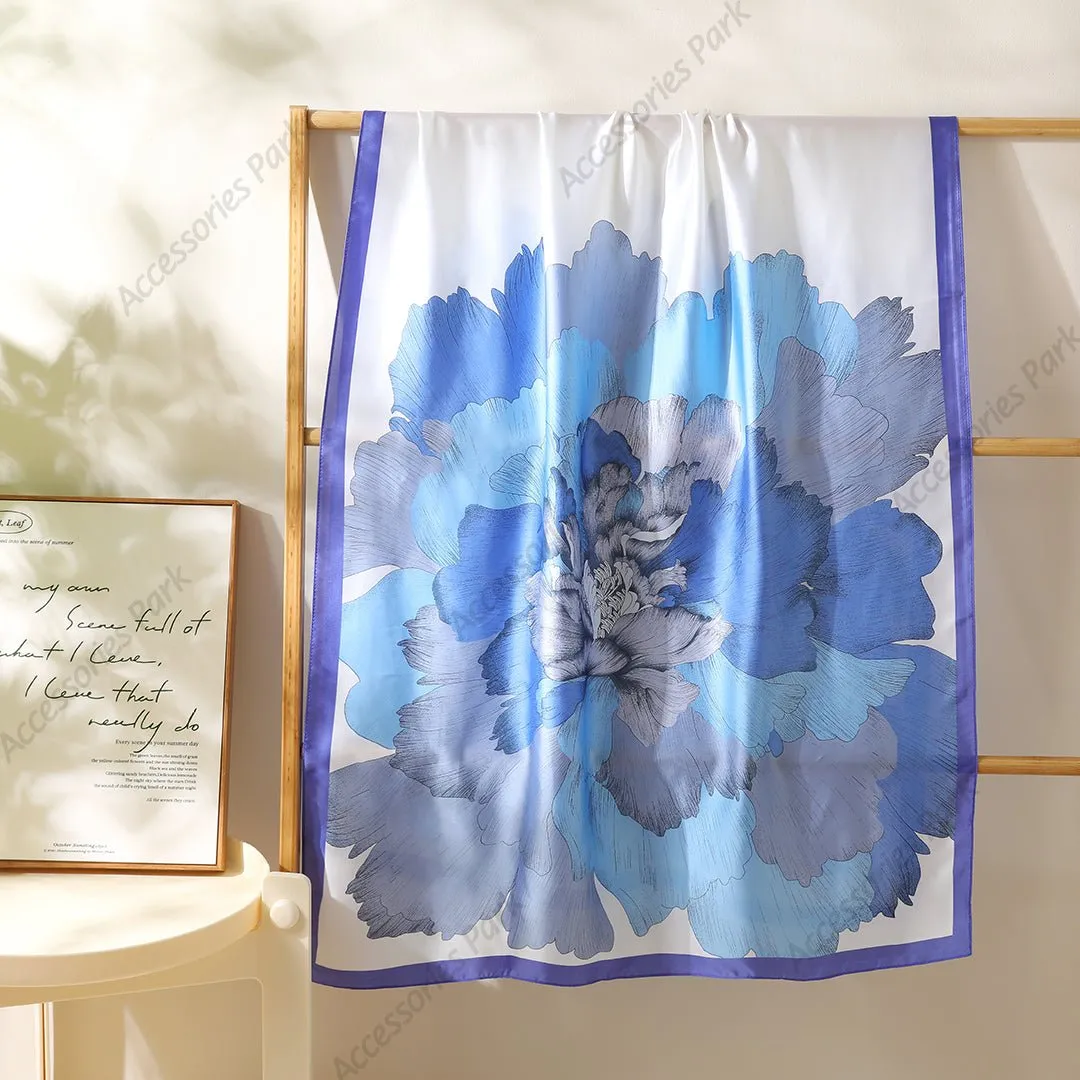 All Seasons Friendly Floral Design Soft & Long Satin Silk Scarves