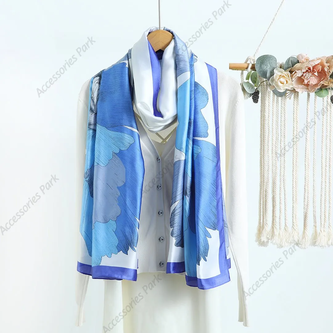 All Seasons Friendly Floral Design Soft & Long Satin Silk Scarves