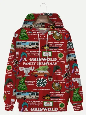 Alohadaddy Christmas Red Men's Drawstring Hoodies Cartoon Stretch Plus Size Warm Casual Pullover Sweatshirts