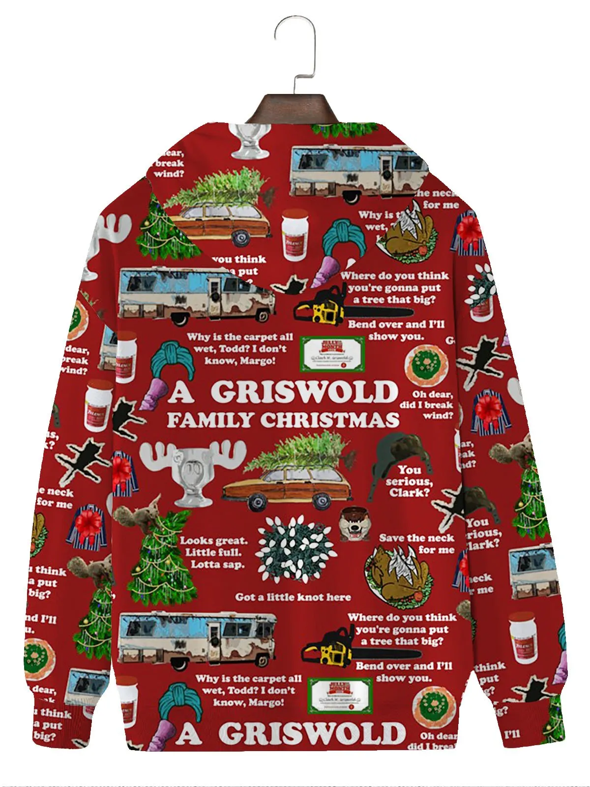 Alohadaddy Christmas Red Men's Drawstring Hoodies Cartoon Stretch Plus Size Warm Casual Pullover Sweatshirts