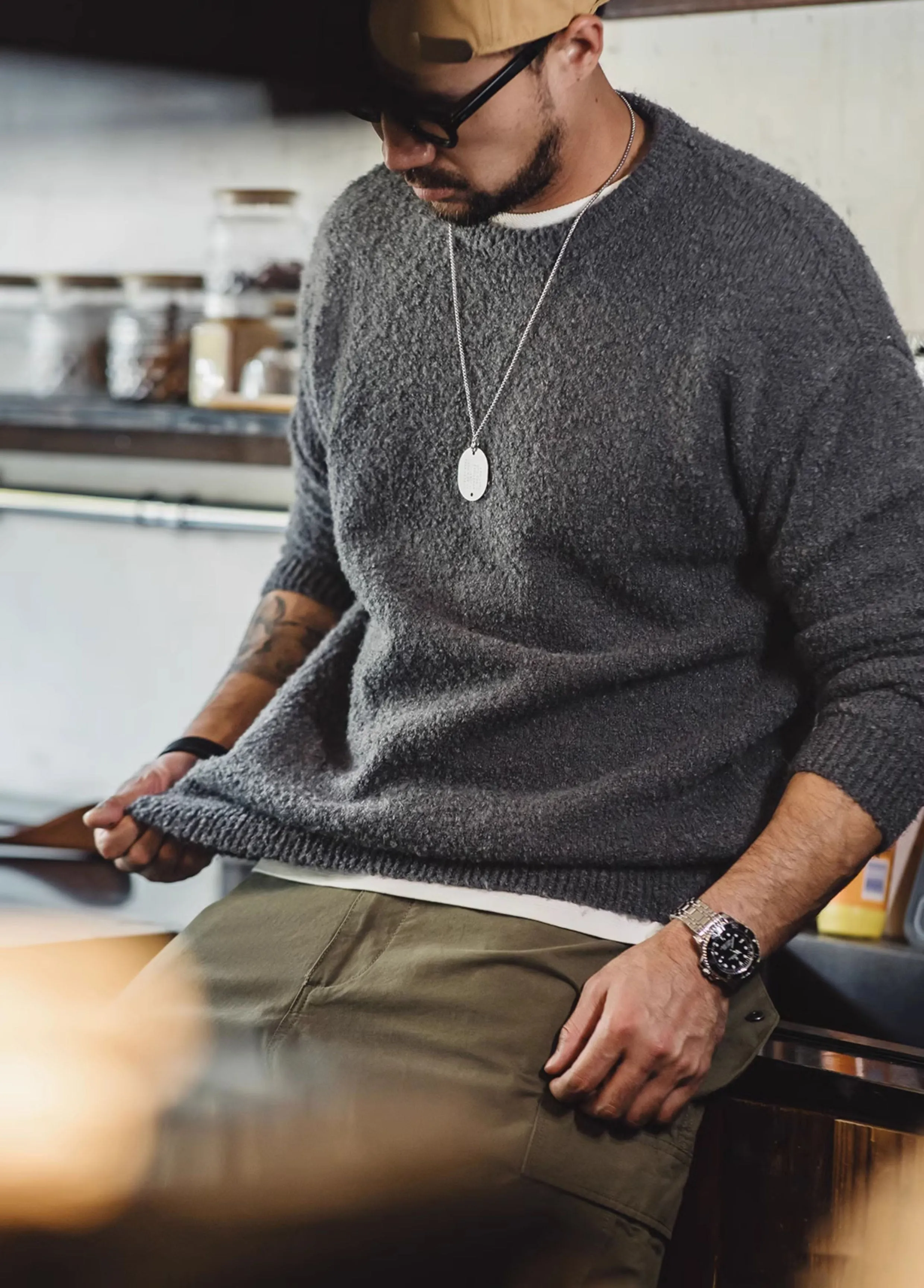 American Retro Three-Dimensional Circle Yarn Warm Men's Sweater