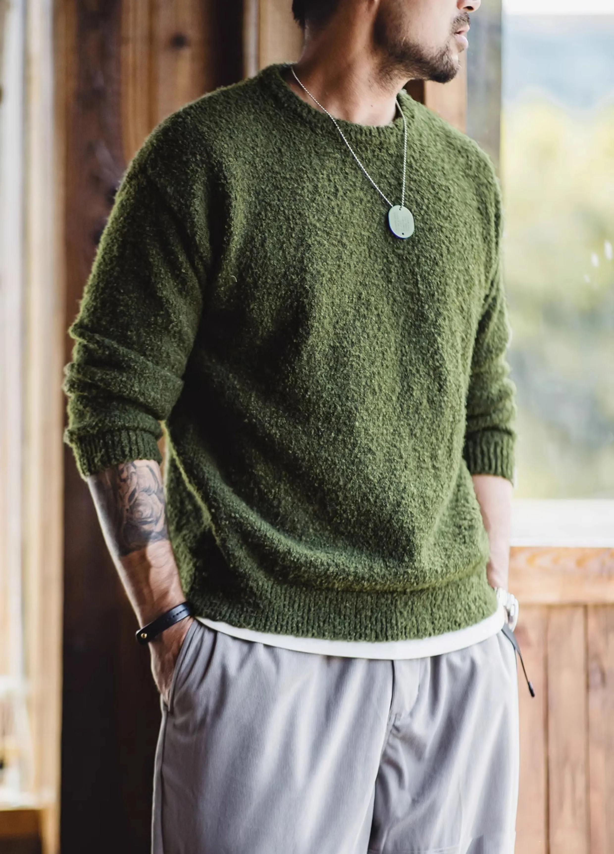 American Retro Three-Dimensional Circle Yarn Warm Men's Sweater