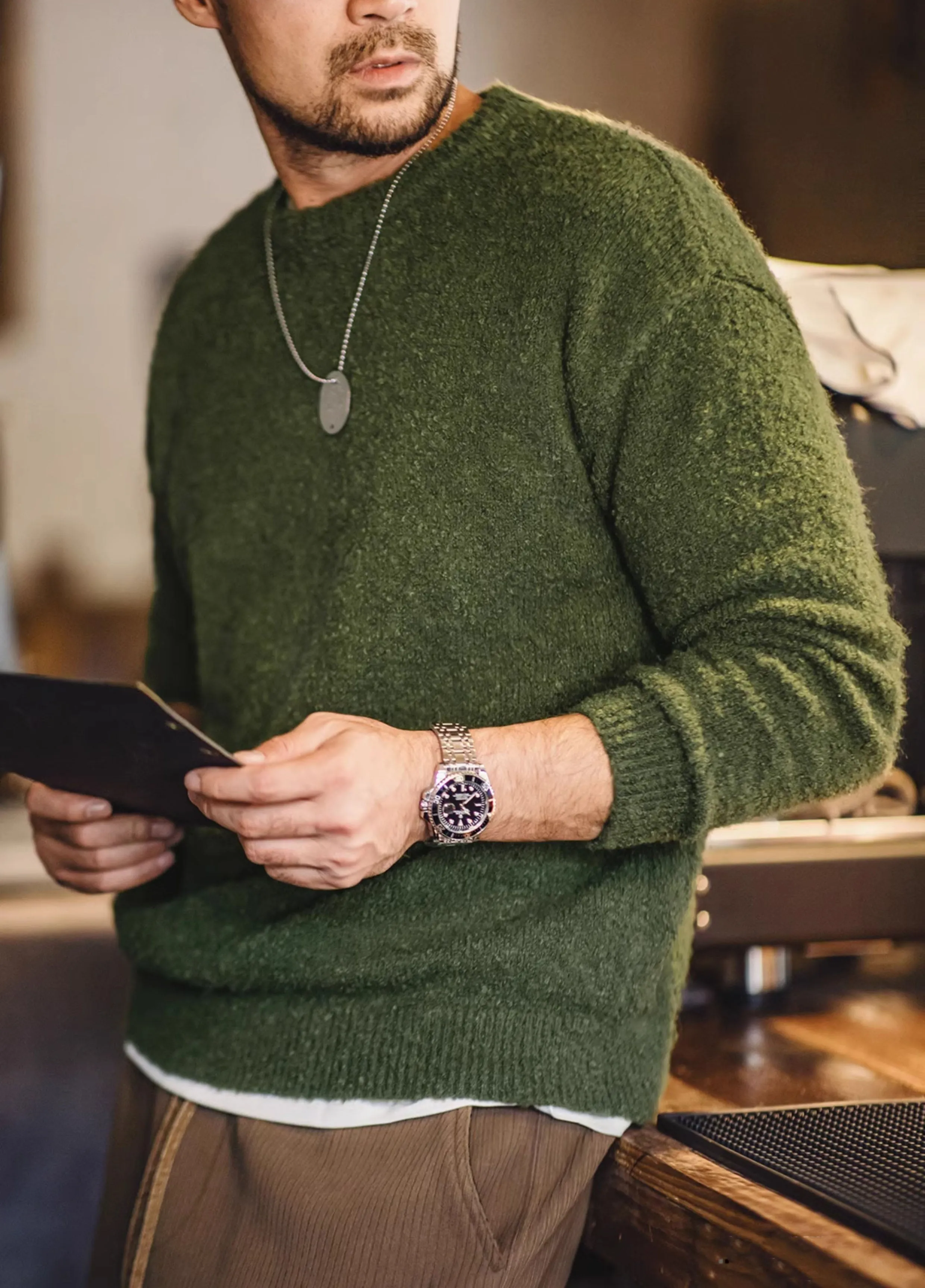 American Retro Three-Dimensional Circle Yarn Warm Men's Sweater