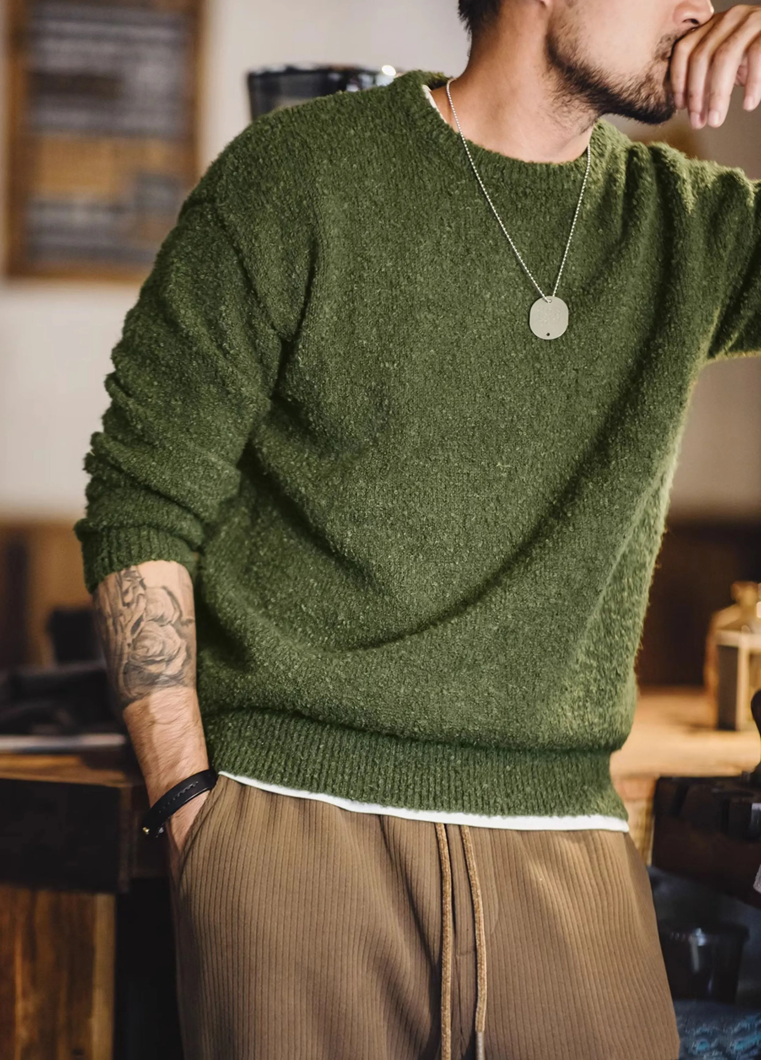 American Retro Three-Dimensional Circle Yarn Warm Men's Sweater