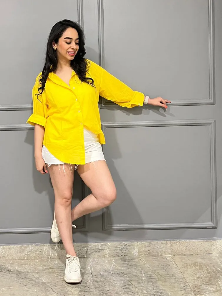Bali Bright Yellow Stylish Casual Cotton Shirt