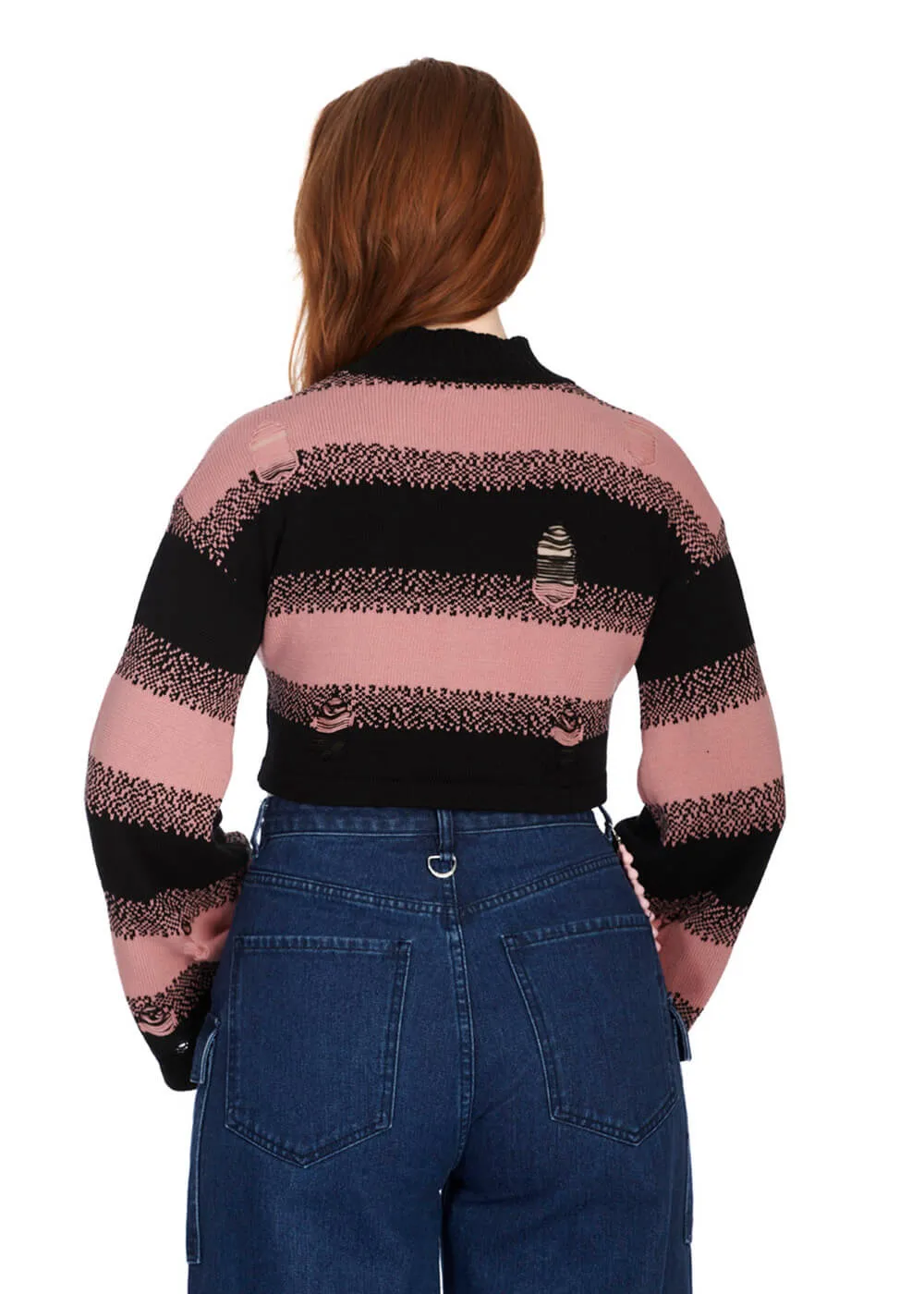 Banned Alternative Candyfloss Distressed Pullover Pink Black