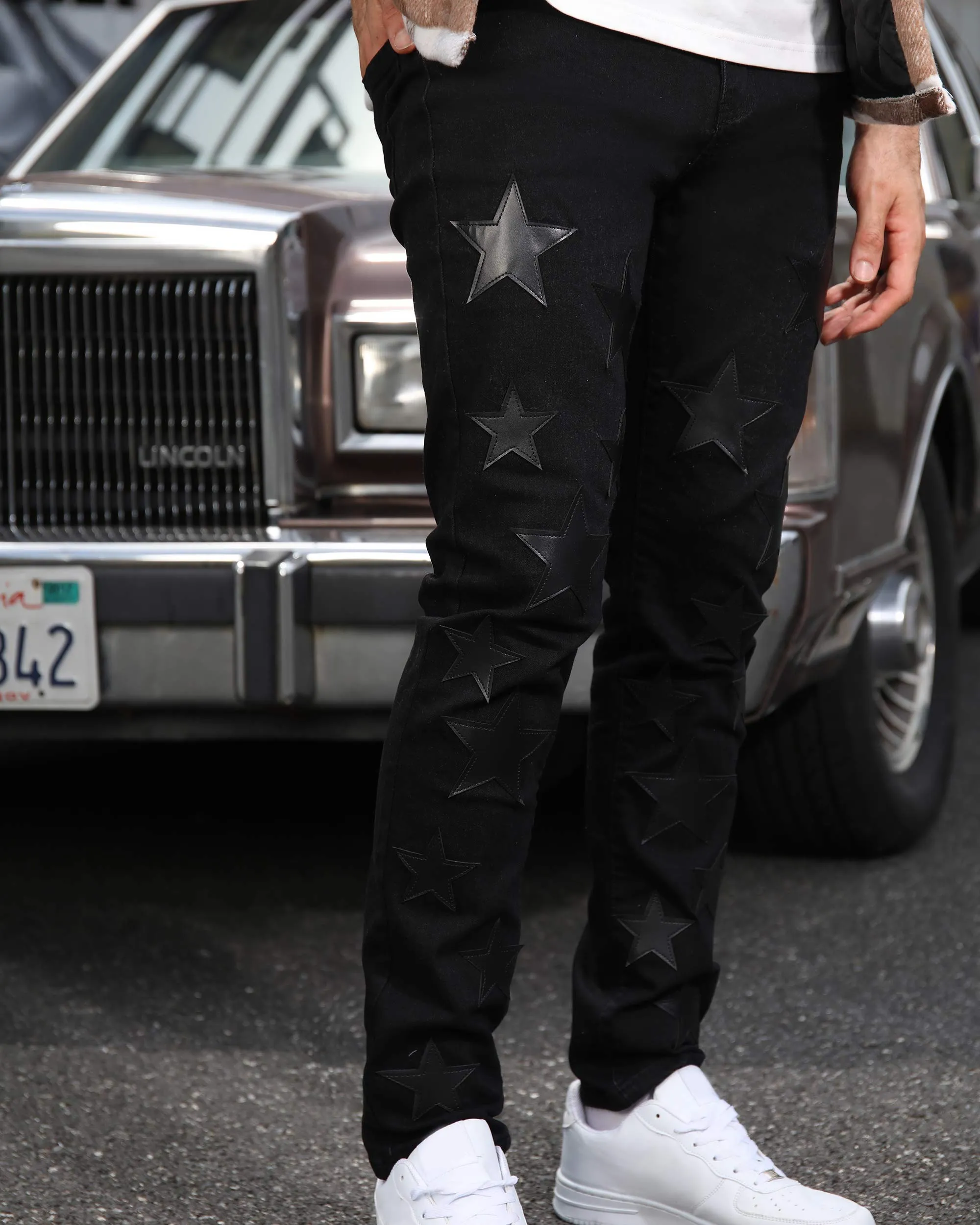 Black Jeans with Straight Leg & Star Patch