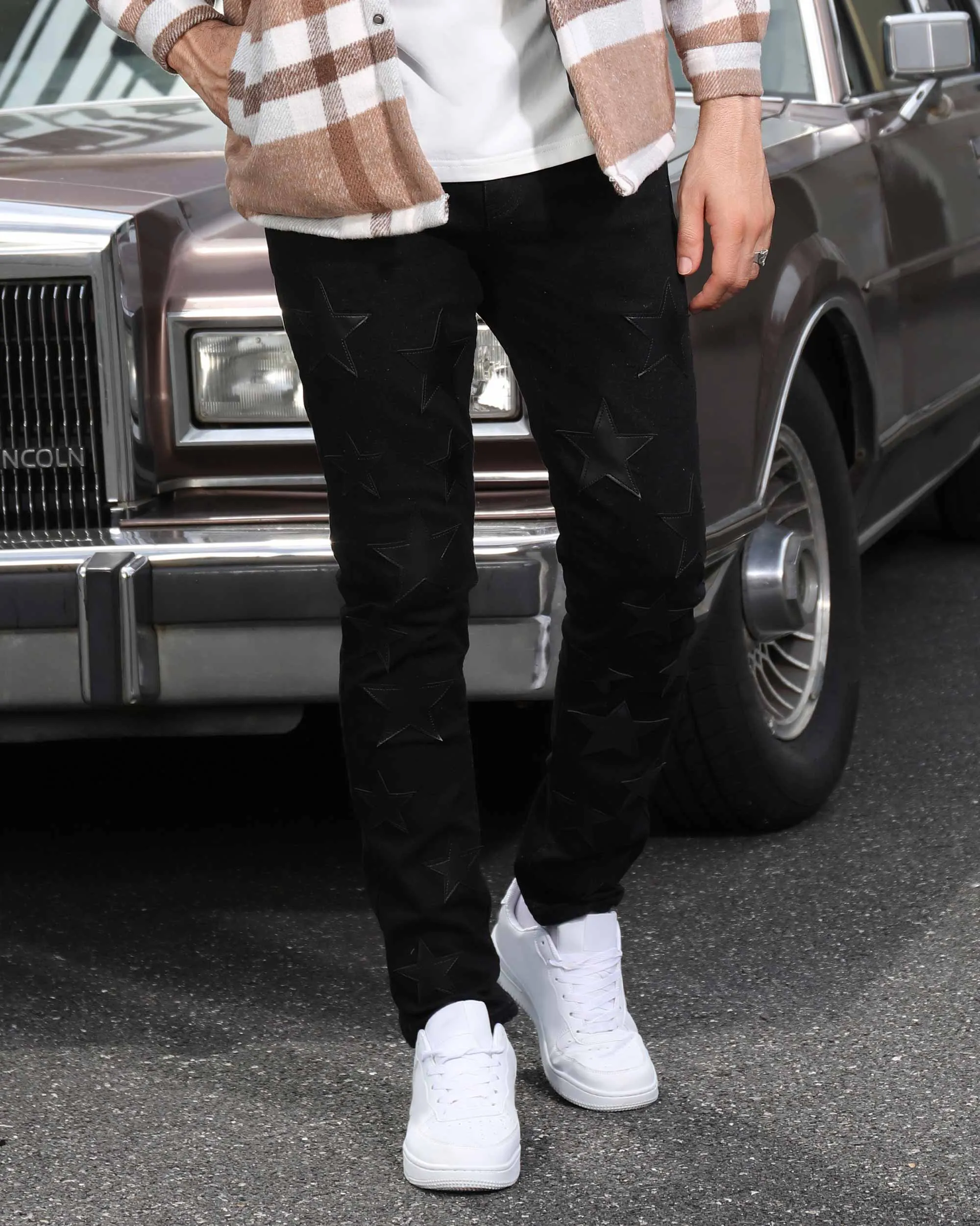 Black Jeans with Straight Leg & Star Patch