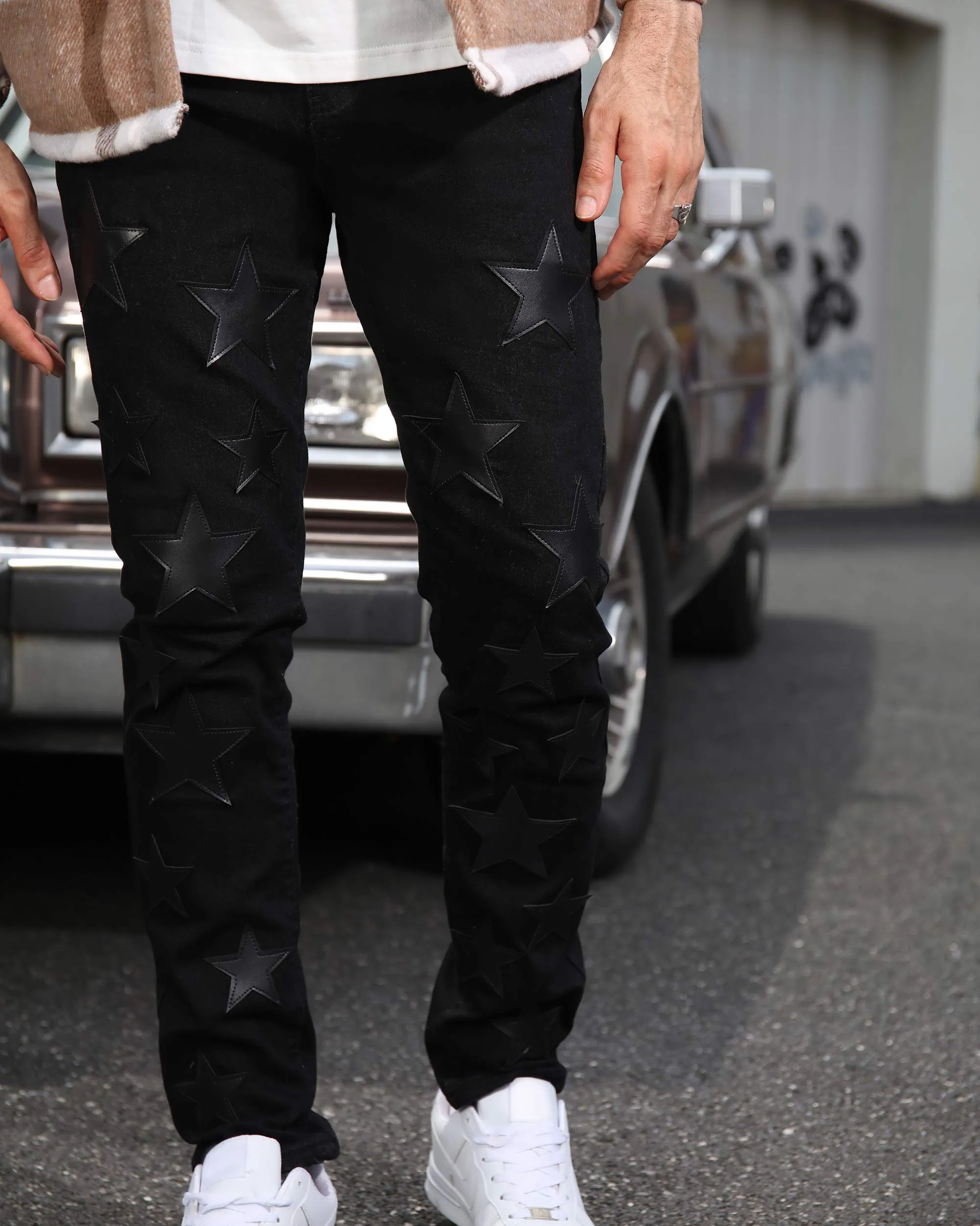 Black Jeans with Straight Leg & Star Patch