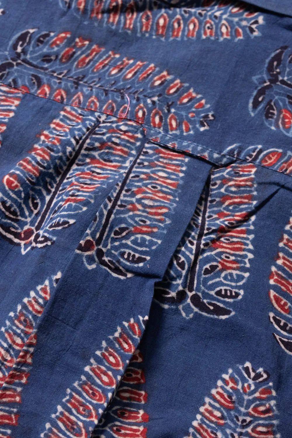 Blue Half Sleeve Ajrakh Printed Cotton Mens Shirt 10071096