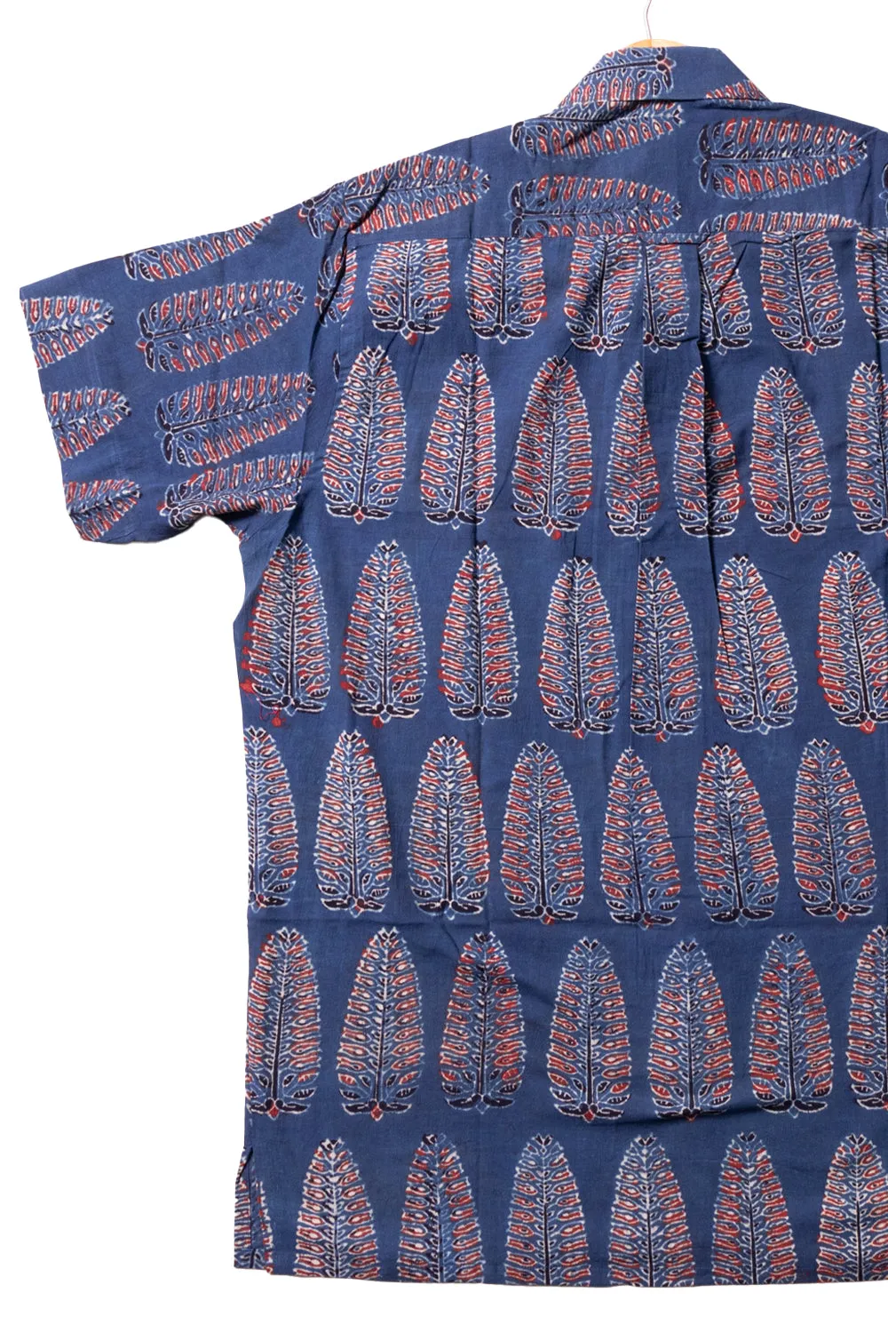 Blue Half Sleeve Ajrakh Printed Cotton Mens Shirt 10071096