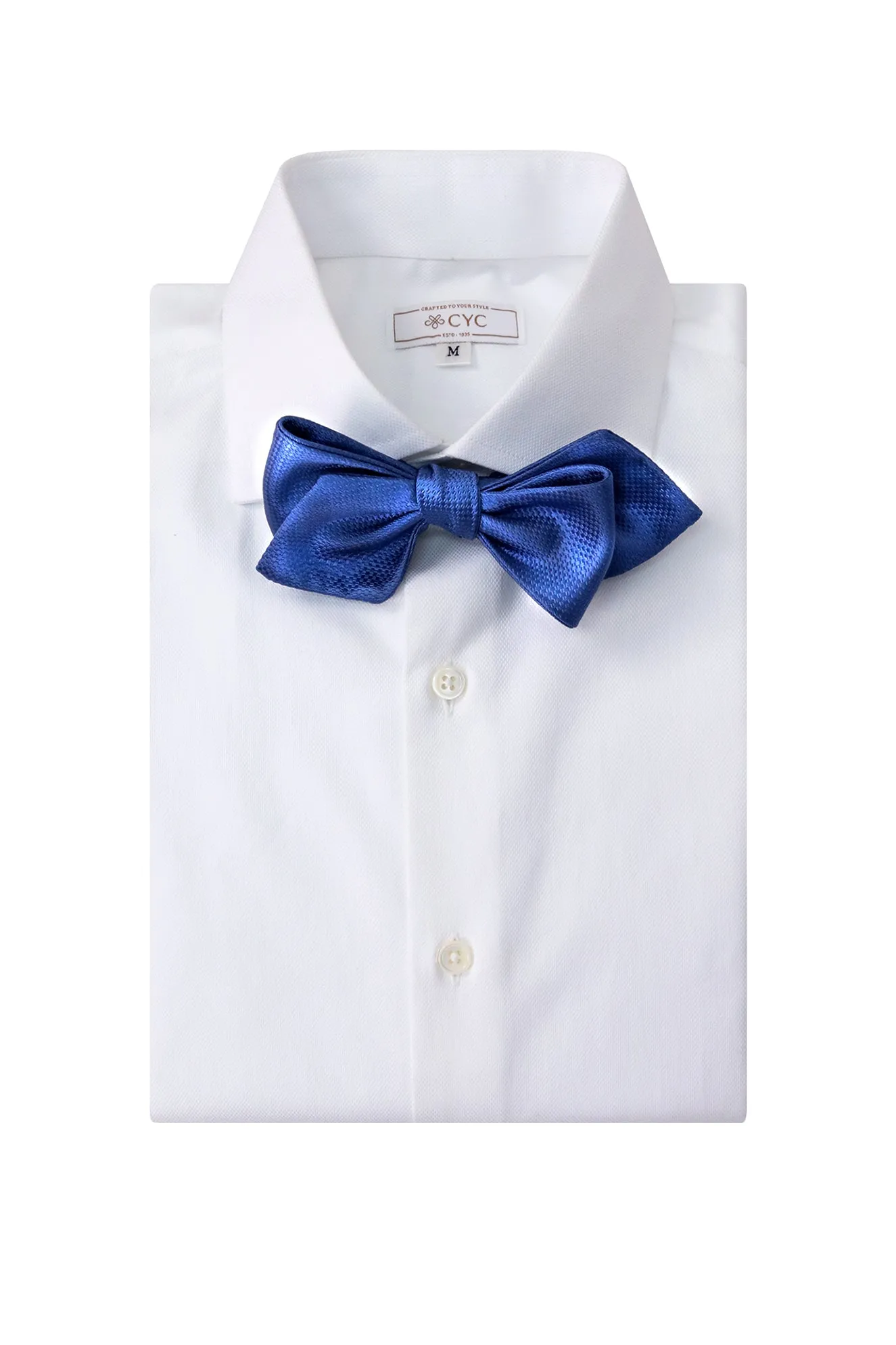 Blue Textured Pointed Bow Tie
