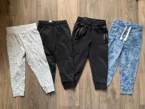 Boys Pants Size 4, Bundle of 4, Black, Grey and Blue, Kids 4/4T