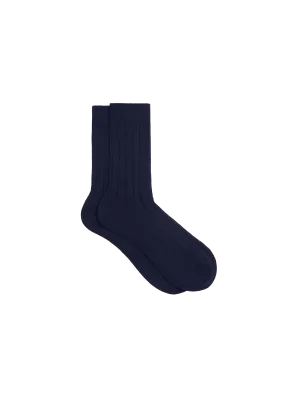 Cashmere Ribbed Socks—dark navy