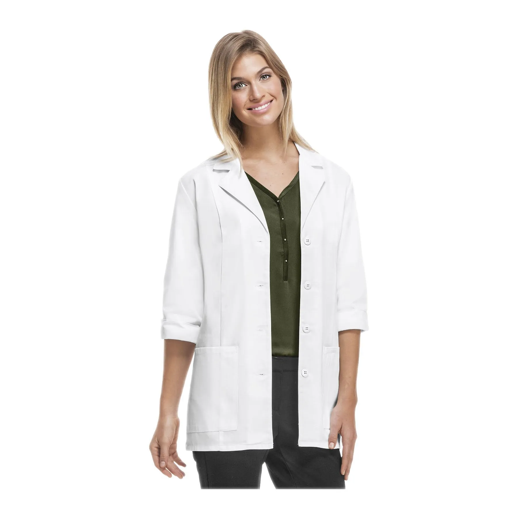 Cherokee Professional Whites 30" 3 4 Sleeve Lab Coat White
