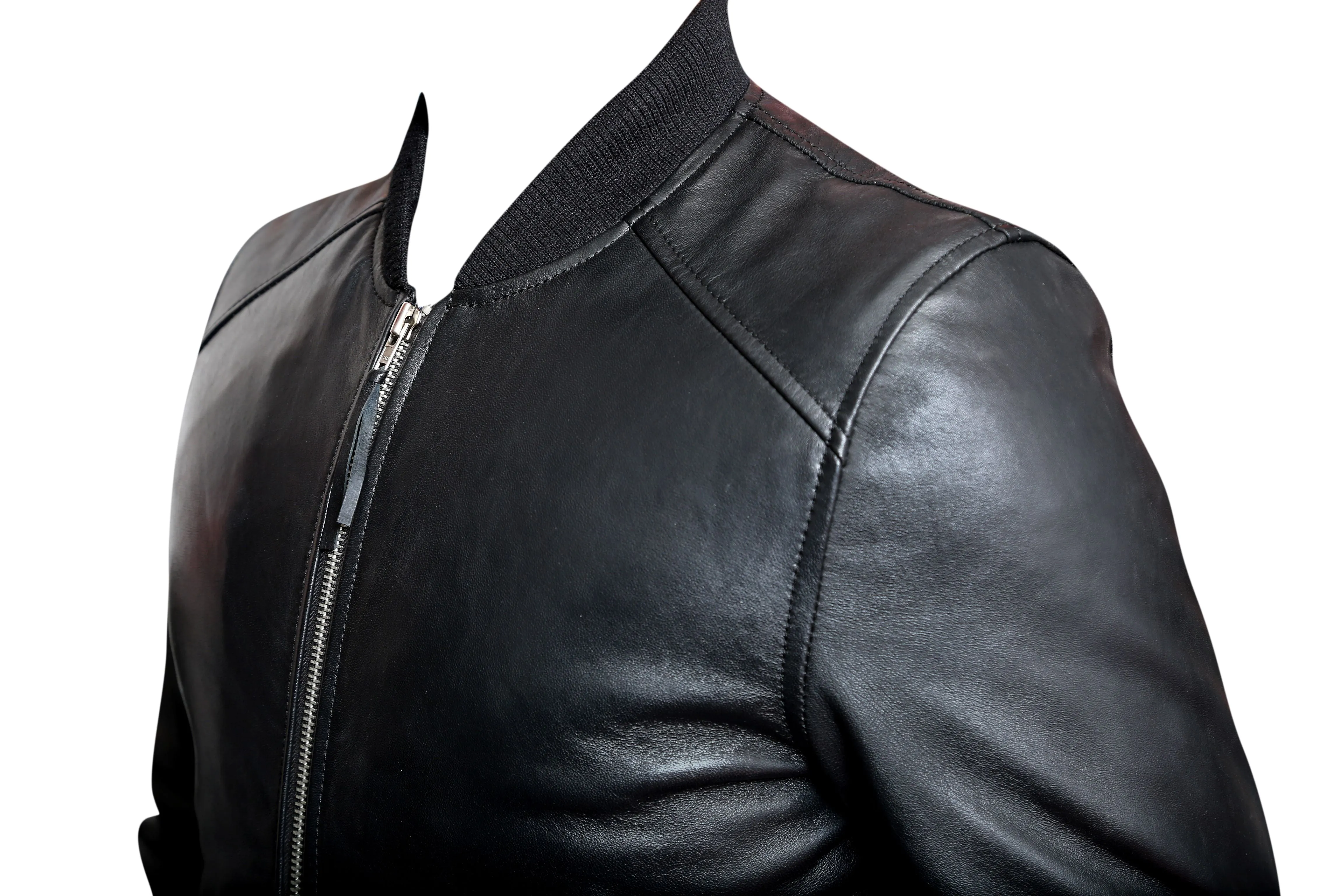 Classic Blouson Pilot Bomber Sheep Nappa Black Leather Jacket 1172
