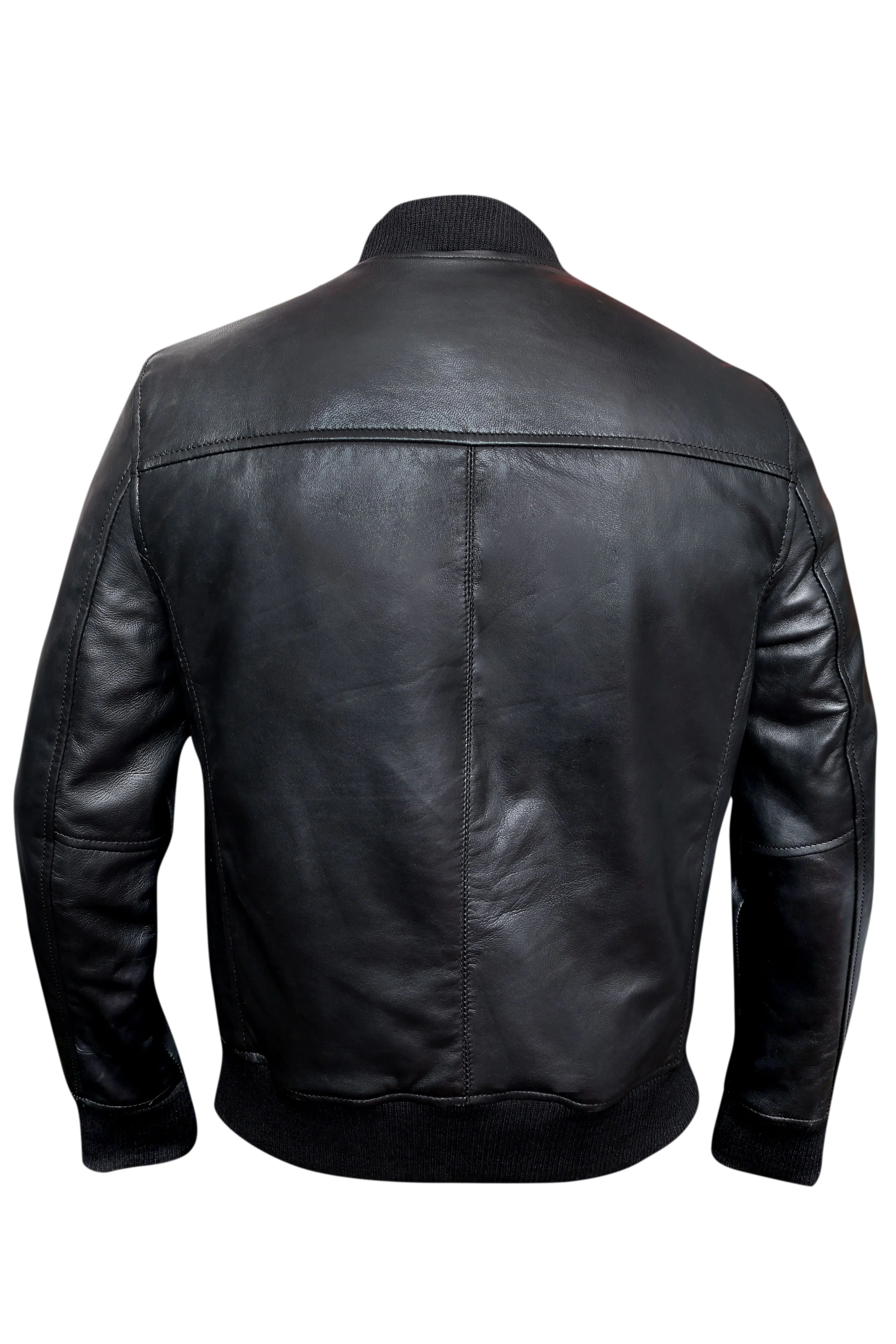 Classic Blouson Pilot Bomber Sheep Nappa Black Leather Jacket 1172