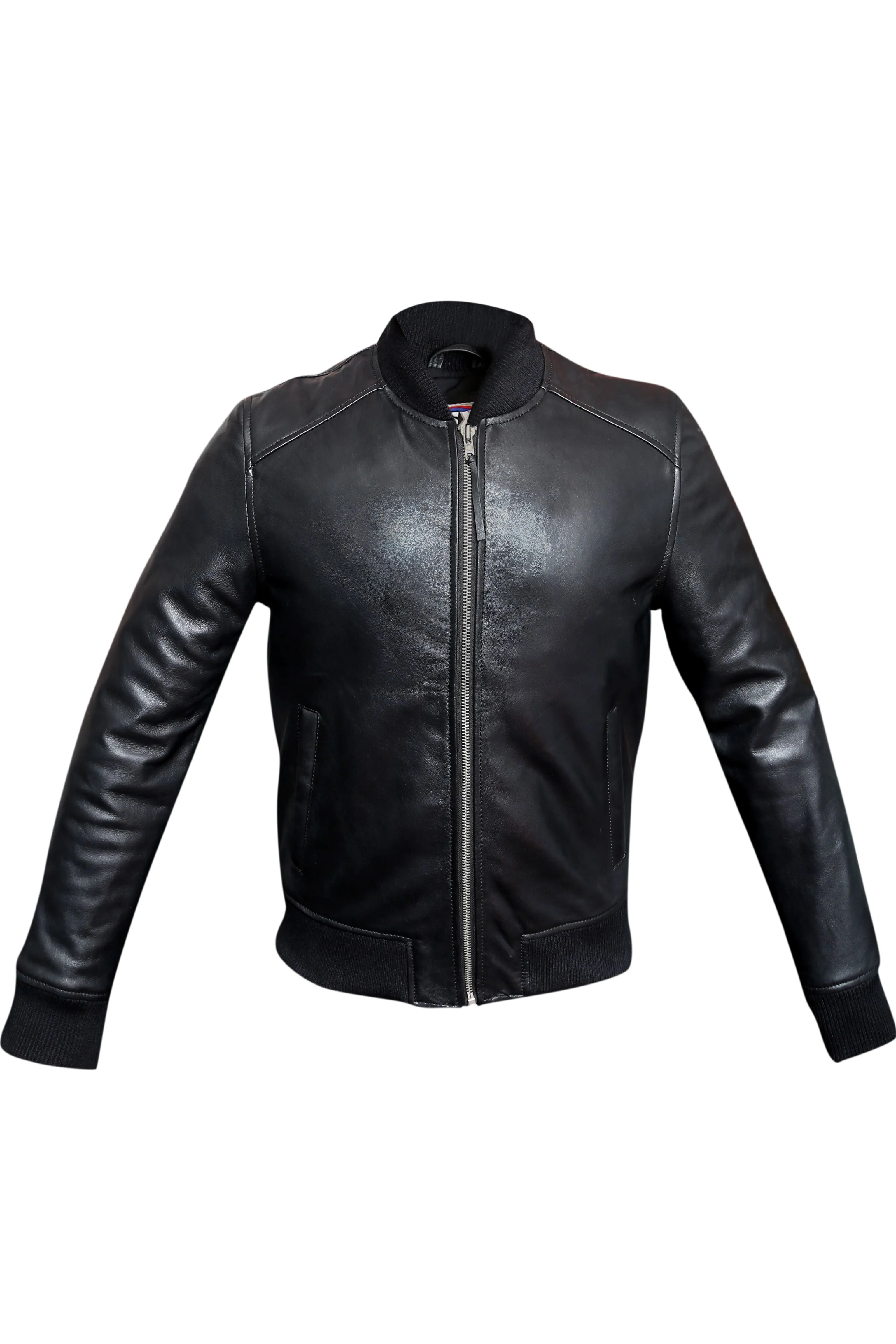 Classic Blouson Pilot Bomber Sheep Nappa Black Leather Jacket 1172