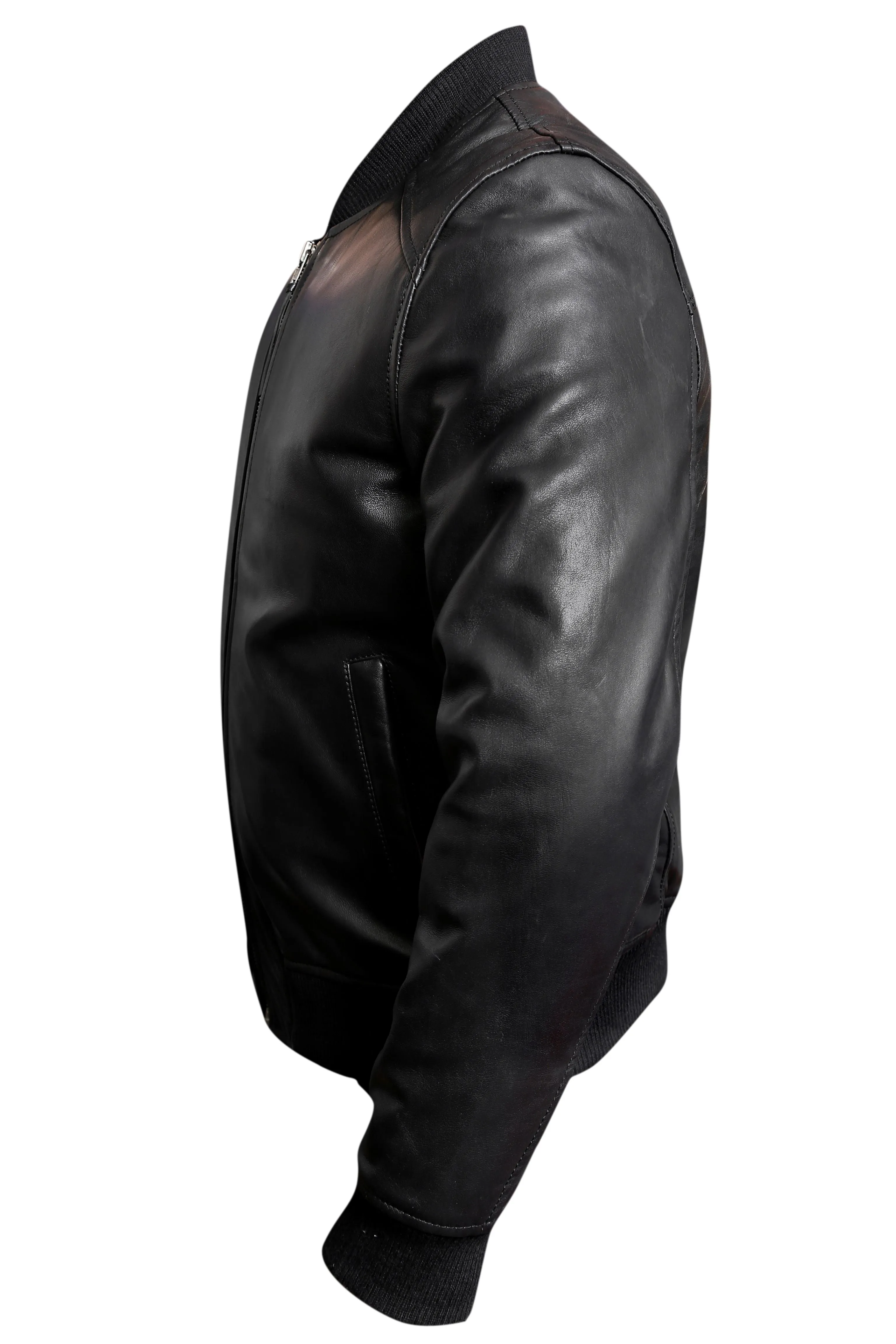 Classic Blouson Pilot Bomber Sheep Nappa Black Leather Jacket 1172