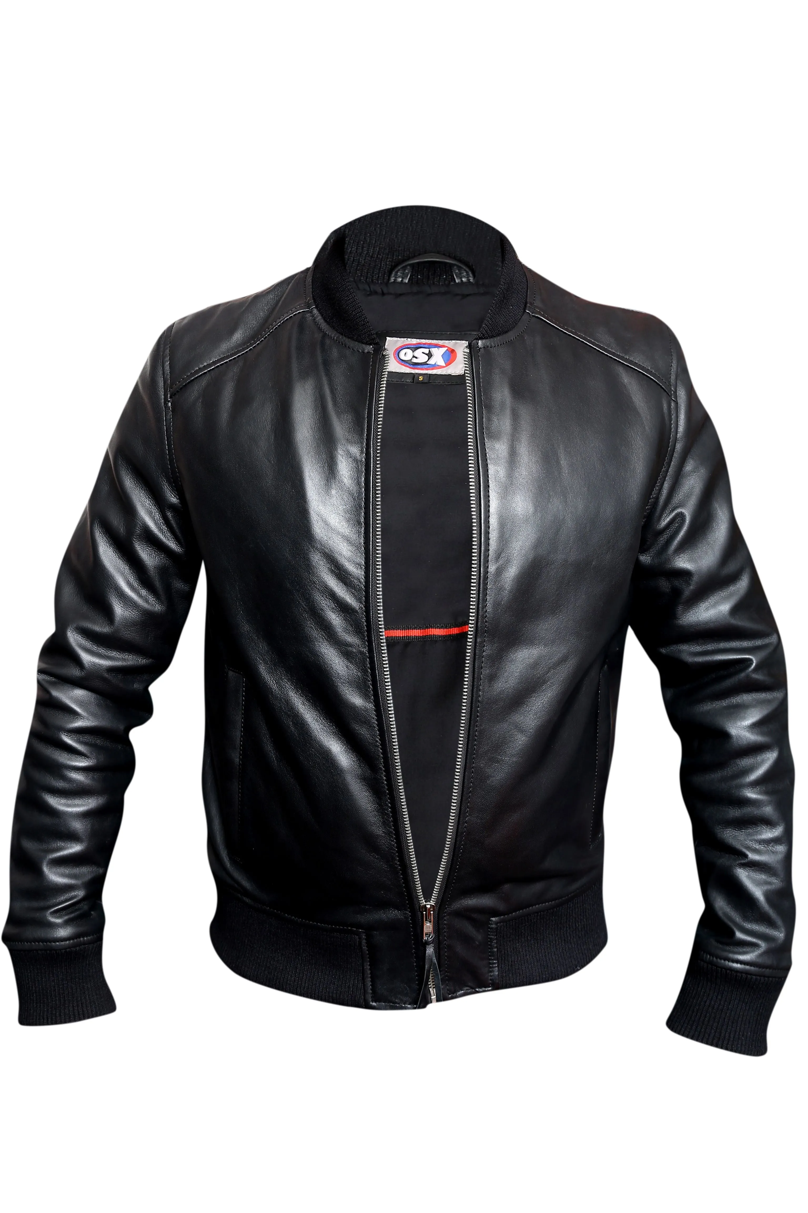 Classic Blouson Pilot Bomber Sheep Nappa Black Leather Jacket 1172