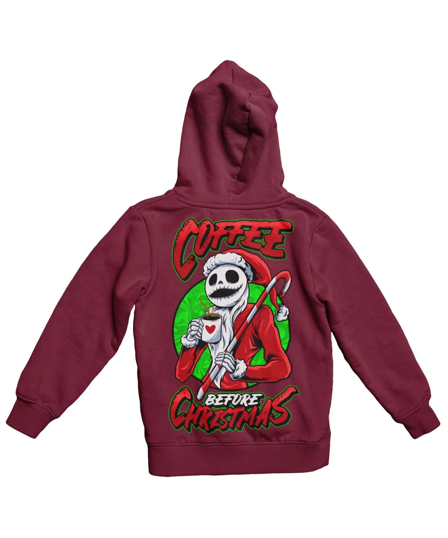 Coffee Before Christmas Back Printed Christmas Hoodie