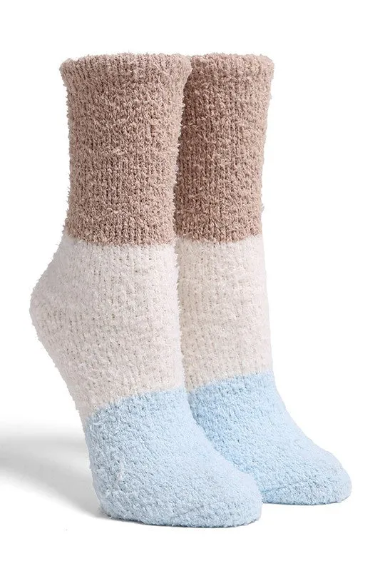 Color Block Fuzzy Socks
