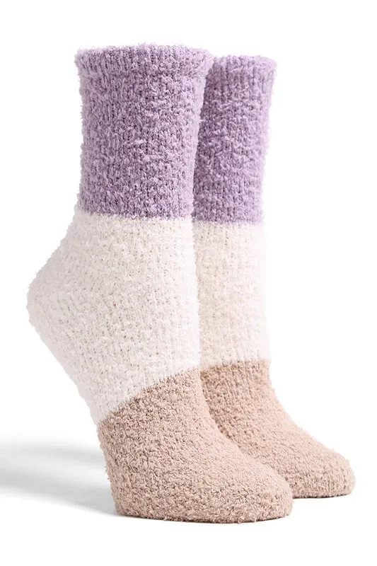 Color Block Fuzzy Socks