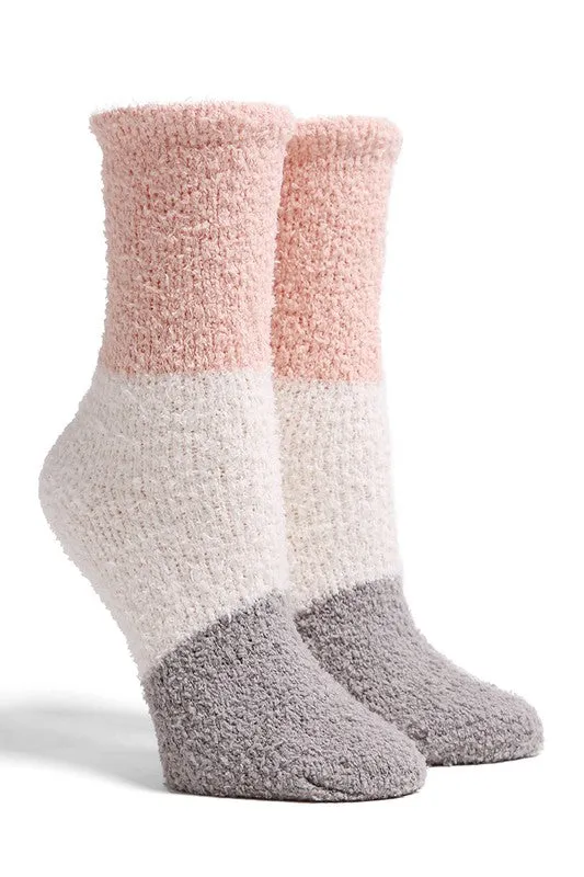 Color Block Fuzzy Socks