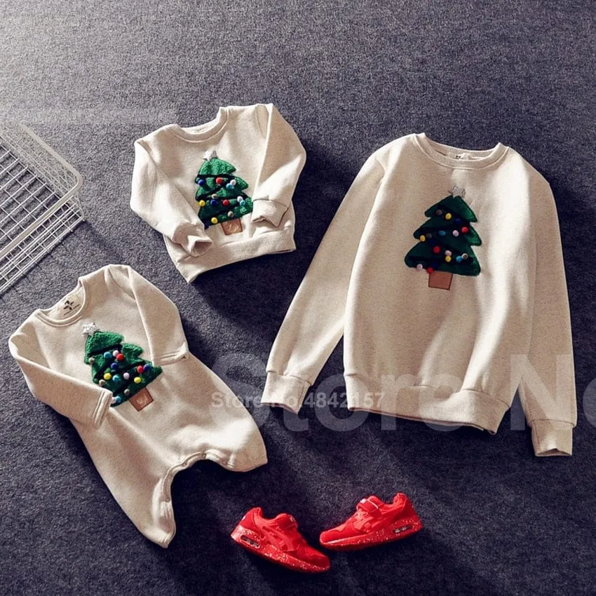Family Christmas Sweaters Xmas Hoodies Pajamas Warm Santa Claus Sweatshirt
