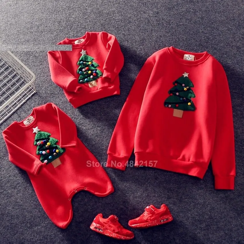 Family Christmas Sweaters Xmas Hoodies Pajamas Warm Santa Claus Sweatshirt