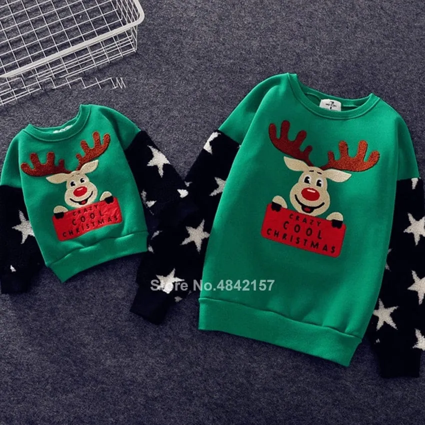 Family Christmas Sweaters Xmas Hoodies Pajamas Warm Santa Claus Sweatshirt