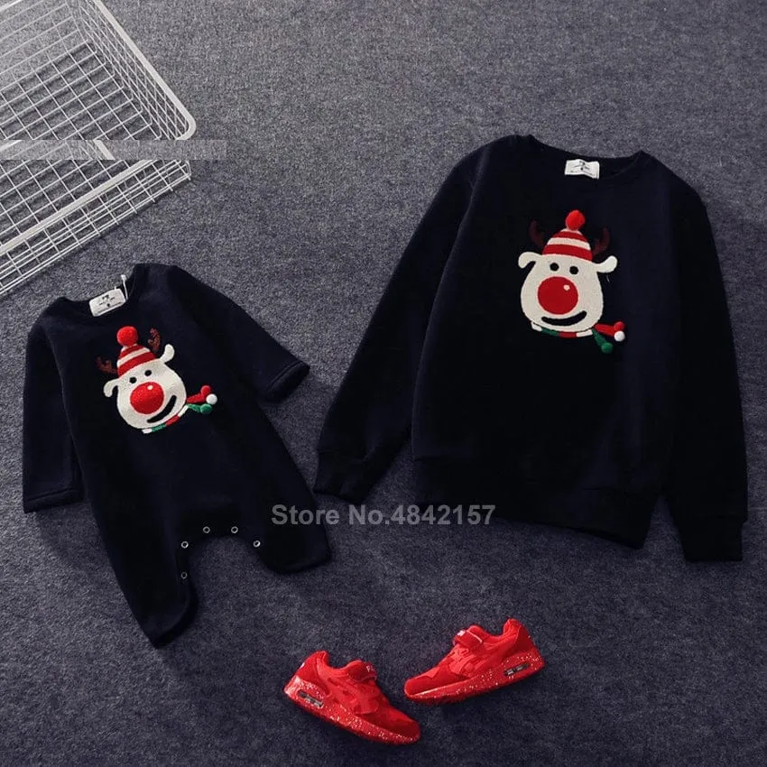 Family Christmas Sweaters Xmas Hoodies Pajamas Warm Santa Claus Sweatshirt