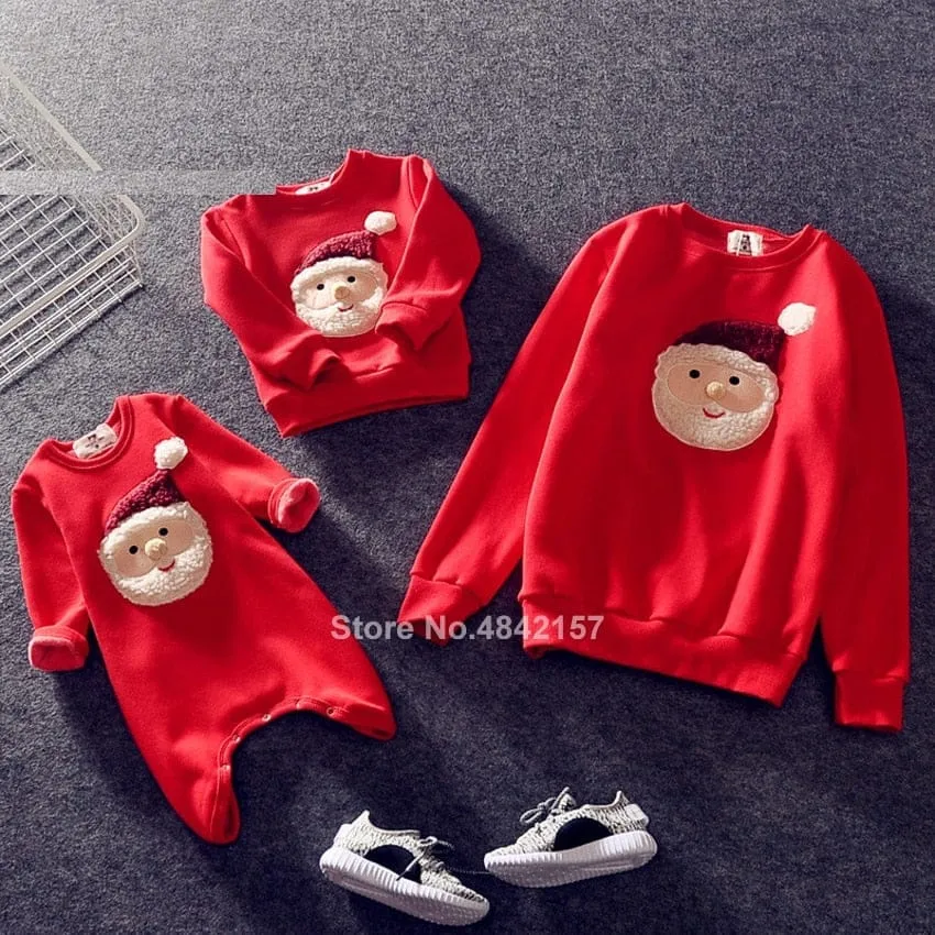 Family Christmas Sweaters Xmas Hoodies Pajamas Warm Santa Claus Sweatshirt