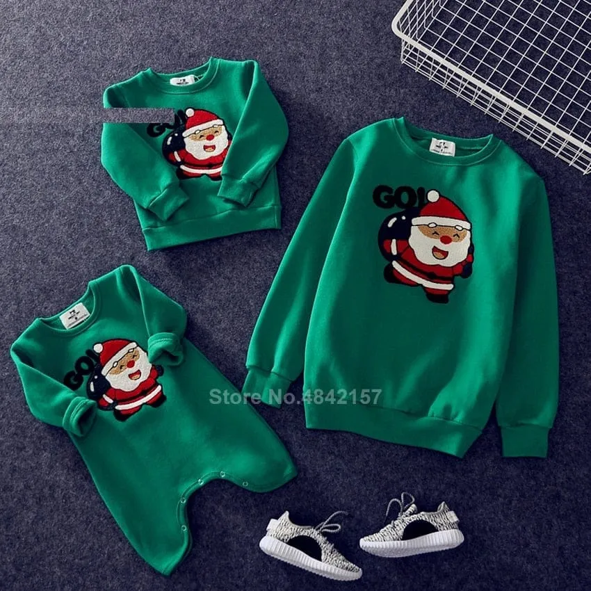 Family Christmas Sweaters Xmas Hoodies Pajamas Warm Santa Claus Sweatshirt