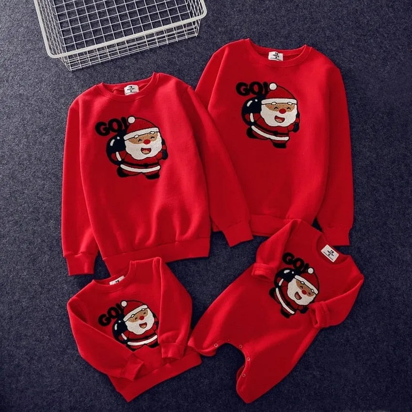 Family Christmas Sweaters Xmas Hoodies Pajamas Warm Santa Claus Sweatshirt