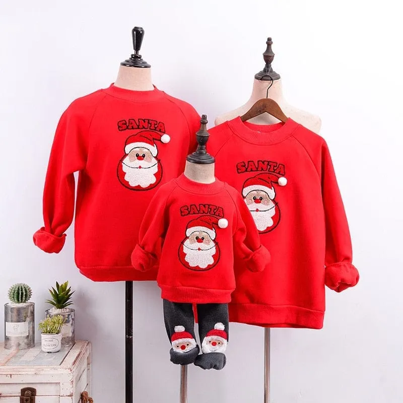 Family Christmas Sweaters Xmas Hoodies Pajamas Warm Santa Claus Sweatshirt
