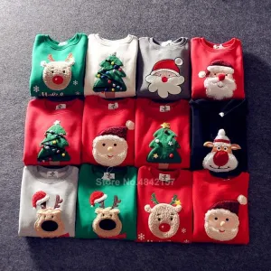 Family Christmas Sweaters Xmas Hoodies Pajamas Warm Santa Claus Sweatshirt