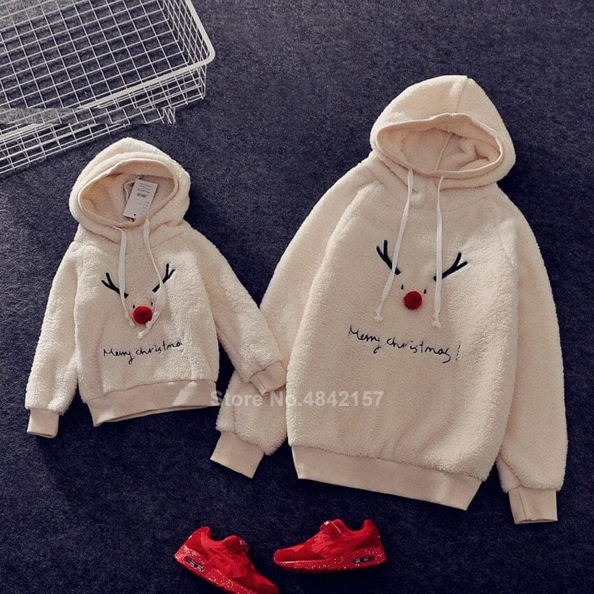 Family Christmas Sweaters Xmas Hoodies Pajamas Warm Santa Claus Sweatshirt