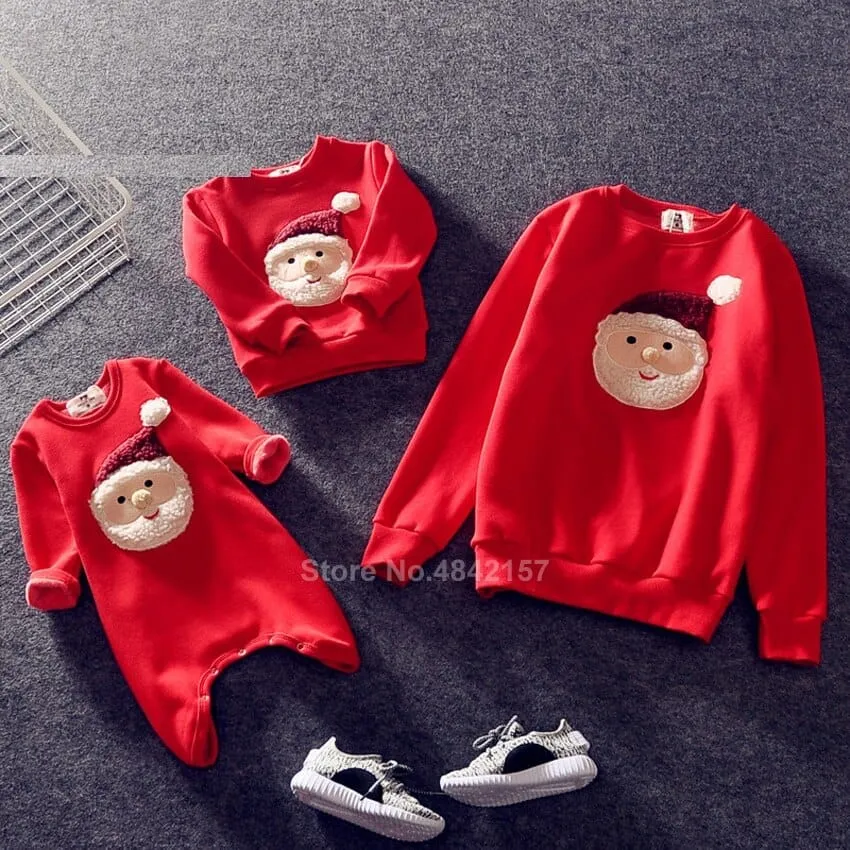 Family Christmas Sweaters Xmas Hoodies Pajamas Warm Santa Claus Sweatshirt