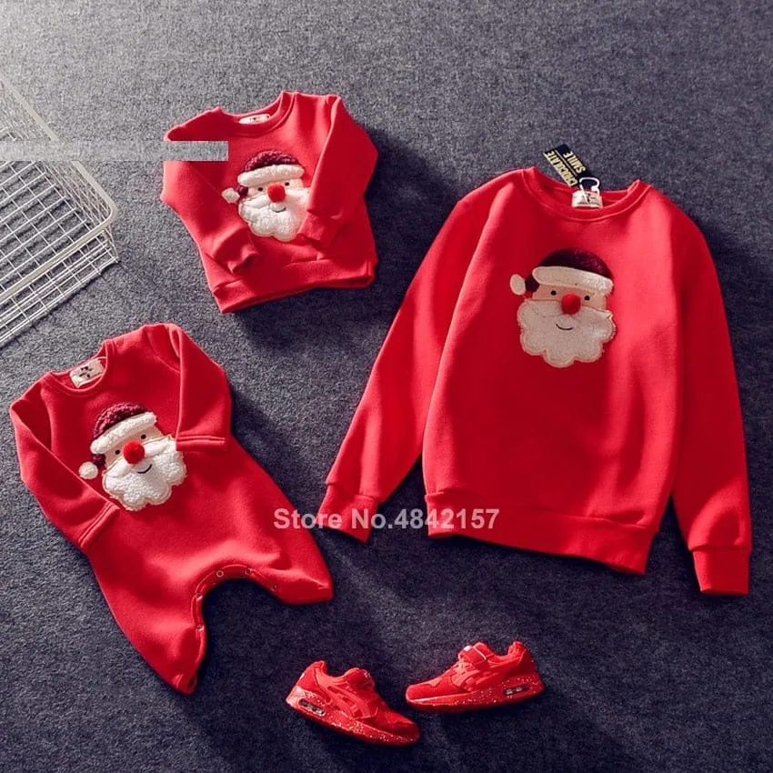 Family Christmas Sweaters Xmas Hoodies Pajamas Warm Santa Claus Sweatshirt
