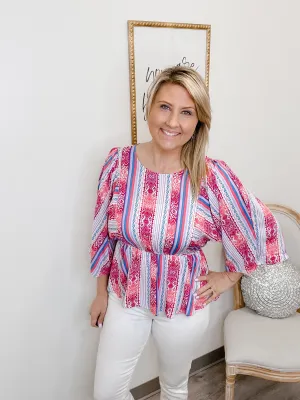 FINAL SALE Andree: Trendy Print Babydoll Top