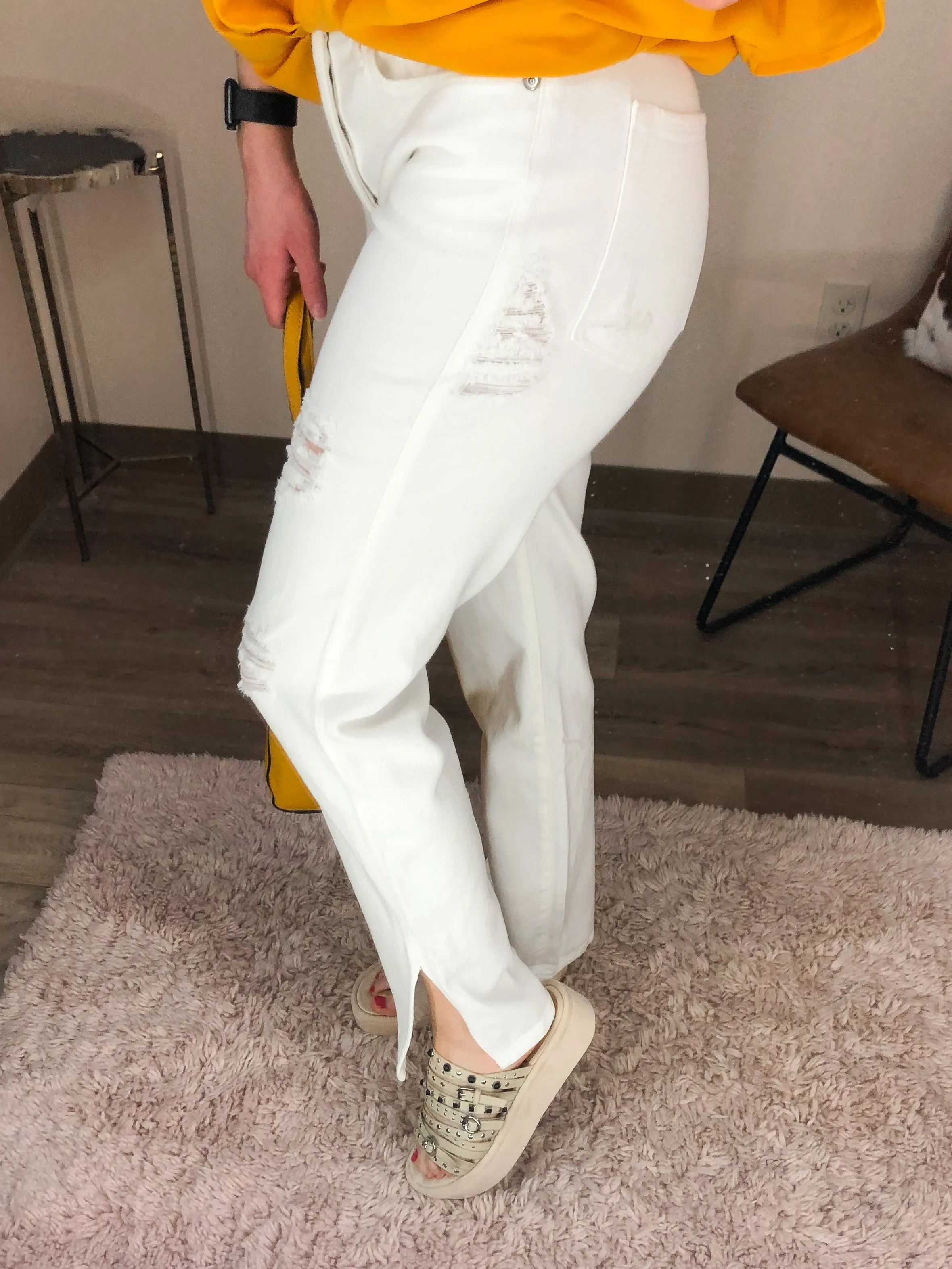 Good Boy White Distressed Straight Jeans