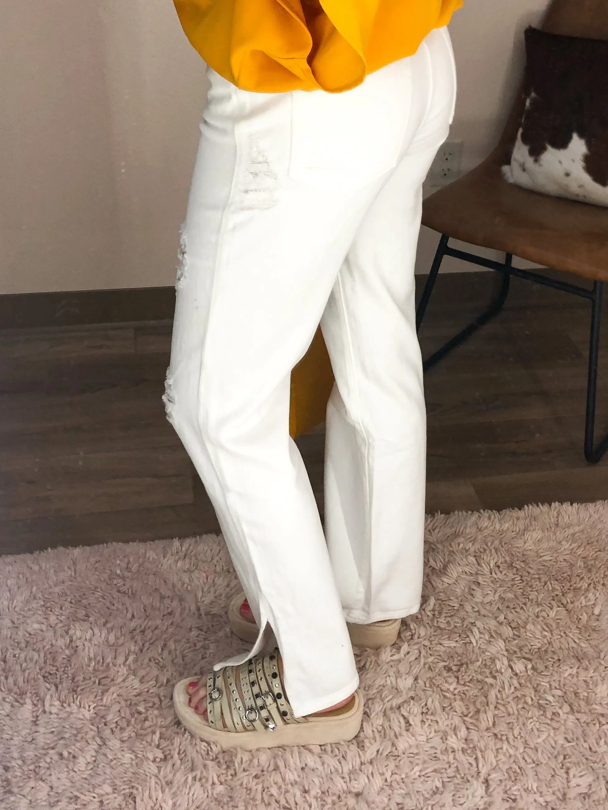 Good Boy White Distressed Straight Jeans