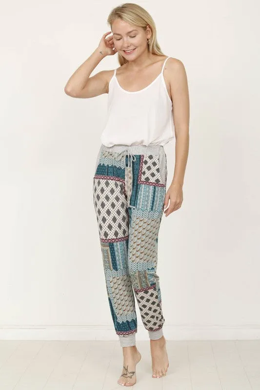 Hankerchief Print Loose Fitting Joggers