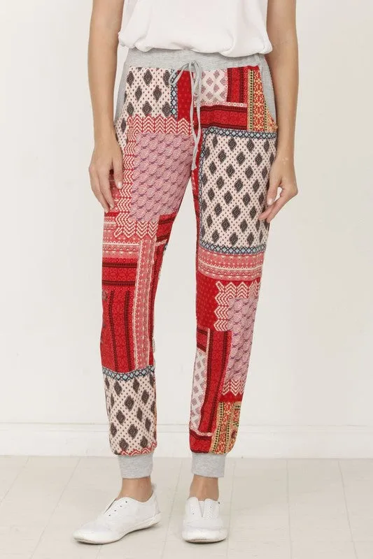 Hankerchief Print Loose Fitting Joggers
