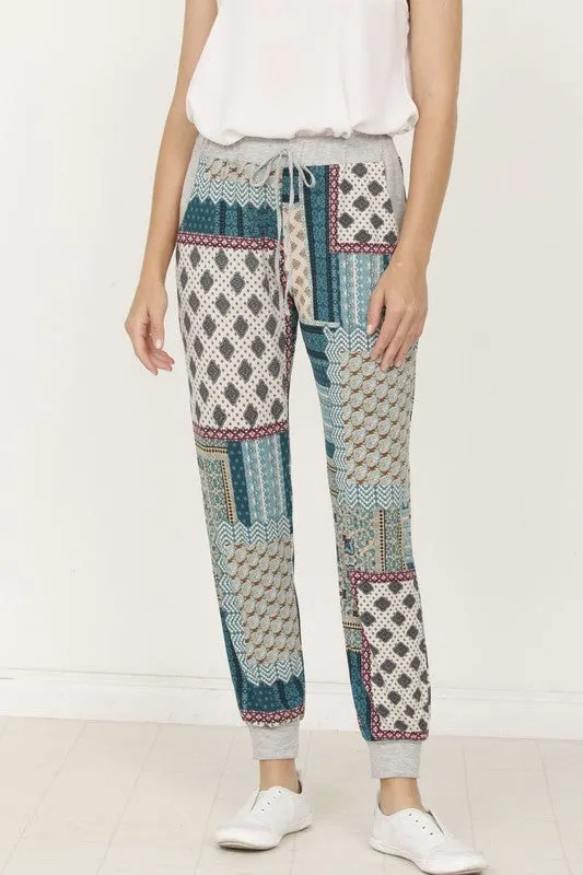 Hankerchief Print Loose Fitting Joggers