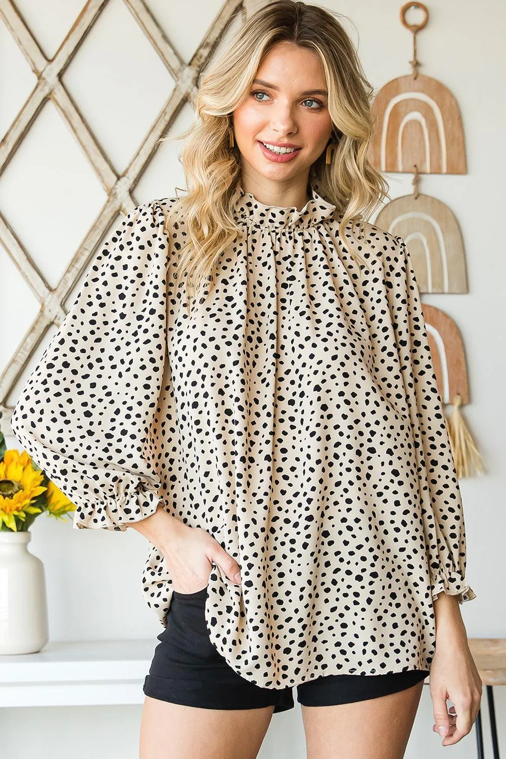 Hey Sweetie Mock Neck Long Sleeve Blouse
