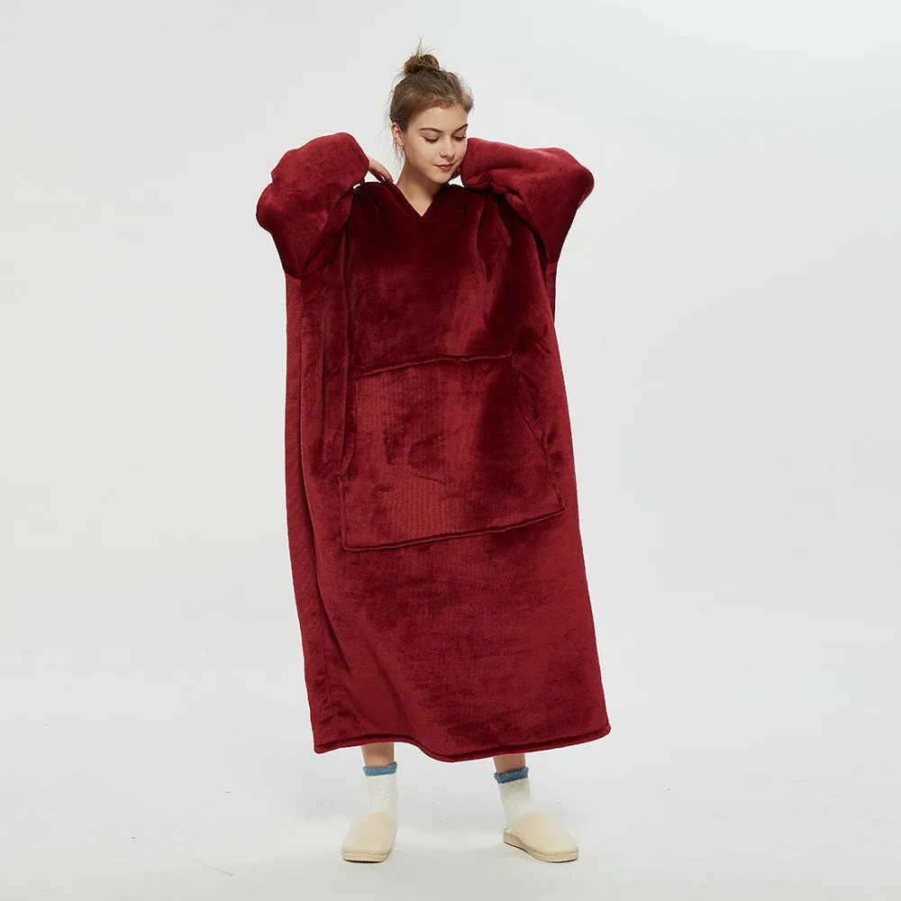 Hoodies Blankets Double Layer Extra Thick Warm with Fleece Lengthened Loose Sweater